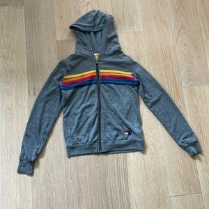 Barely worn grey 5 striped Aviator Nation sweatshirt size XS.